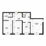 3 Room Apartment Type 1 - Building 1 - Green Park Apartments - Modern and efficient apartments for sale in Arad - Total usable area - 72.10 sqm