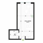 Garsonieră Tip 1 - Bloc 1 - Green Park Apartments - Garsoniere moderne și eficiente de vânzare în Arad - Suprafață utilă totală - 38.52 mp